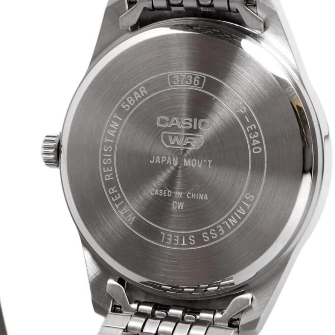 Montre Classique Homme - Casio - Acier Inoxydable, Quartz, Étanche 50m, Bracelet Métal, Cadran Argenté - Référence MTP-E340D-7AVDF