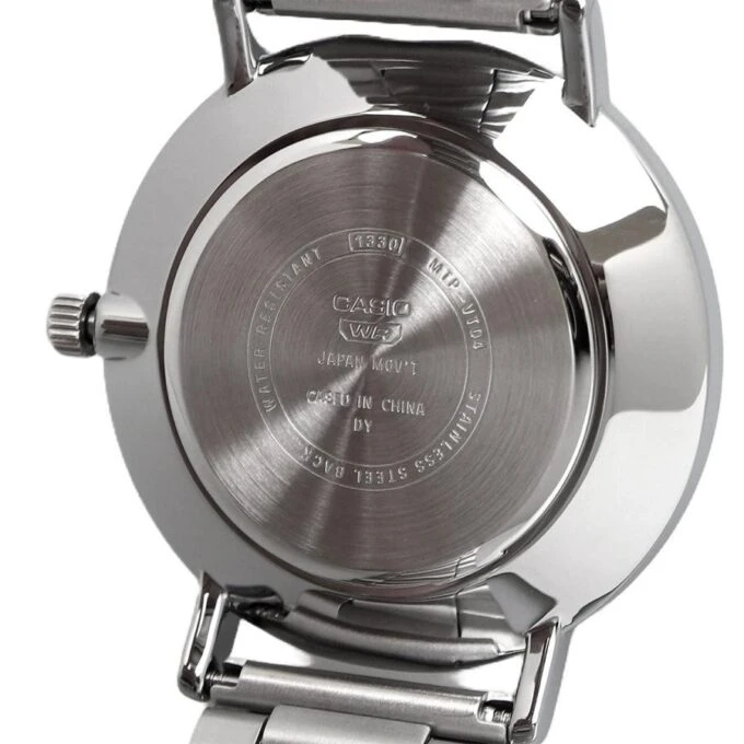 Montre homme Casio MTP-VT04D-1EDF – Acier inoxydable, 46×40 mm, verre minéral, bracelet métal, étanche, autonomie 3 ans, référence MTP-VT04D-1EDF