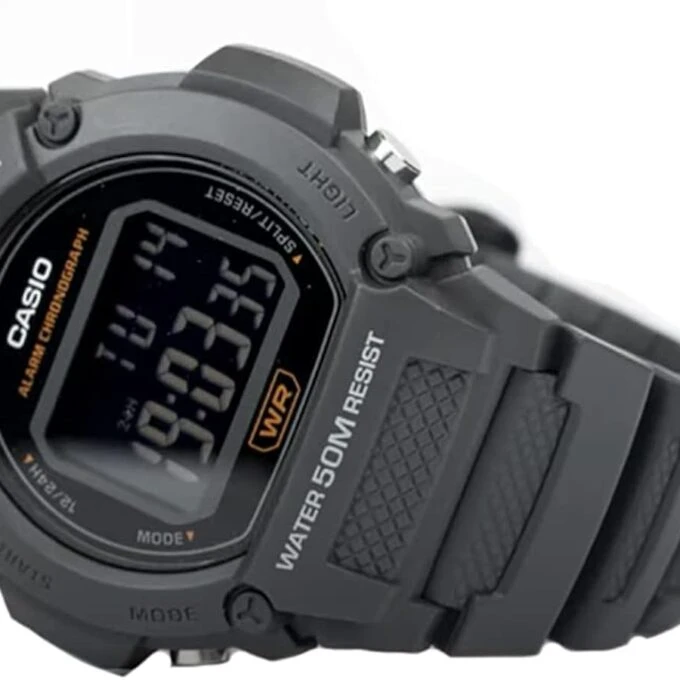 Montre CASIO Homme - W-219H-8BVDF - Bracelet Noir En Resine - Boitier En Resine - Résistante à l'eau - 12 Mois De Garantie