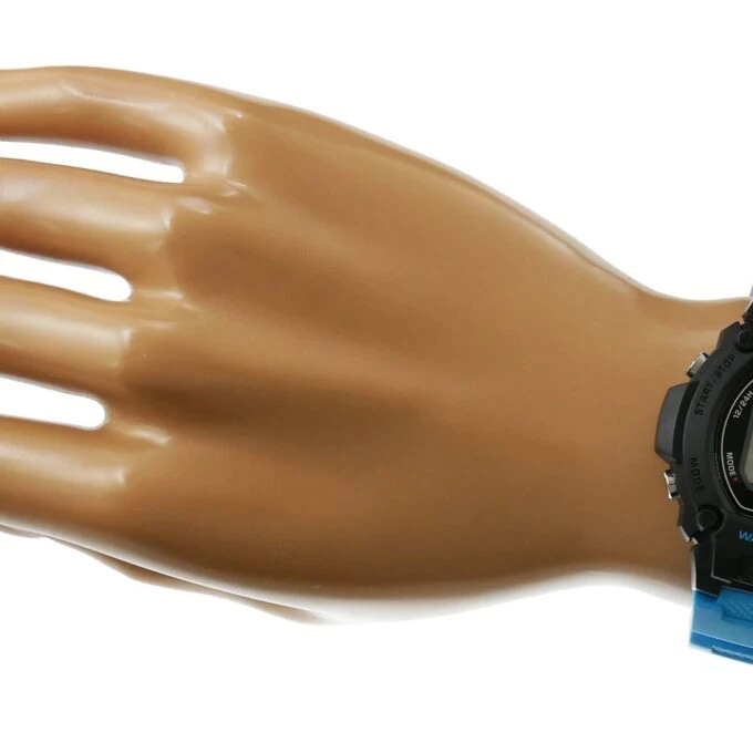 Montre Homme Casio Numérique W-219H-2A2V - Bracelet Bleu En Résine - Résistance à l'eau 5 ATM