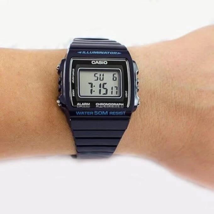 Montre Enfant CASIO - W-215H-2AVDF - Bracelet Noir En Resine - Boitier En Resine - Résistante à l'eau - 12 Mois De Garantie