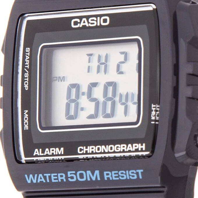 Montre Enfant CASIO - W-215H-2AVDF - Bracelet Noir En Resine - Boitier En Resine - Résistante à l'eau - 12 Mois De Garantie