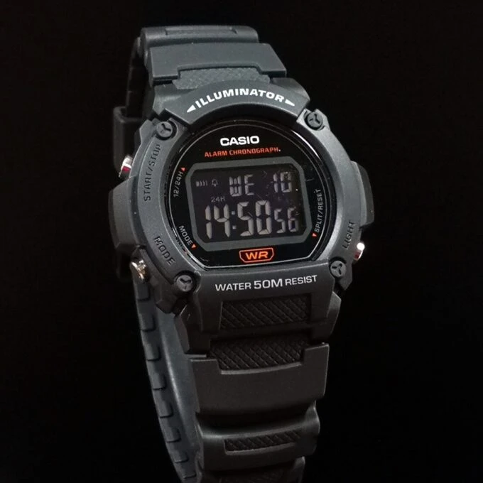 Montre CASIO Homme - W-219H-8BVDF - Bracelet Noir En Resine - Boitier En Resine - Résistante à l'eau - 12 Mois De Garantie