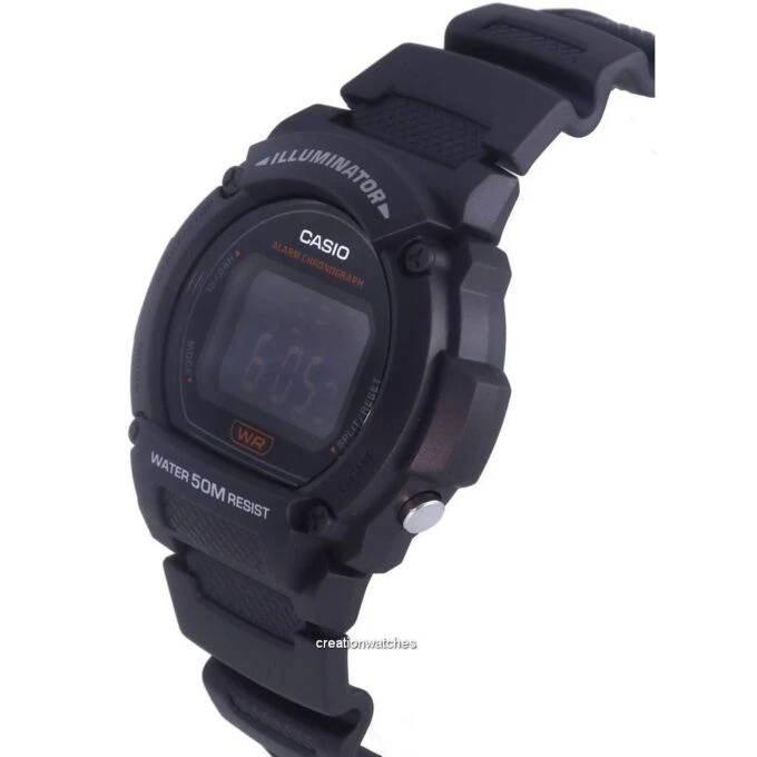Montre CASIO Homme - W-219H-8BVDF - Bracelet Noir En Resine - Boitier En Resine - Résistante à l'eau - 12 Mois De Garantie