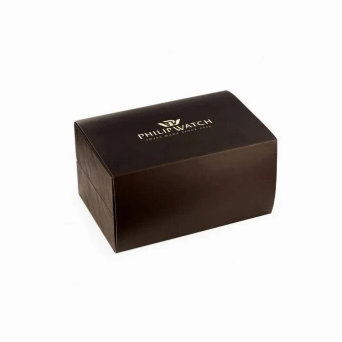 Montre Homme Sunray RONDA 5040D chronographe 1/10s, date, acier inoxydable 39mm, boutons dorés, cadran blanc vintage, bracelet cuir marron crocodile, étanche 30m, coffret boutons de manchette, R8271908011