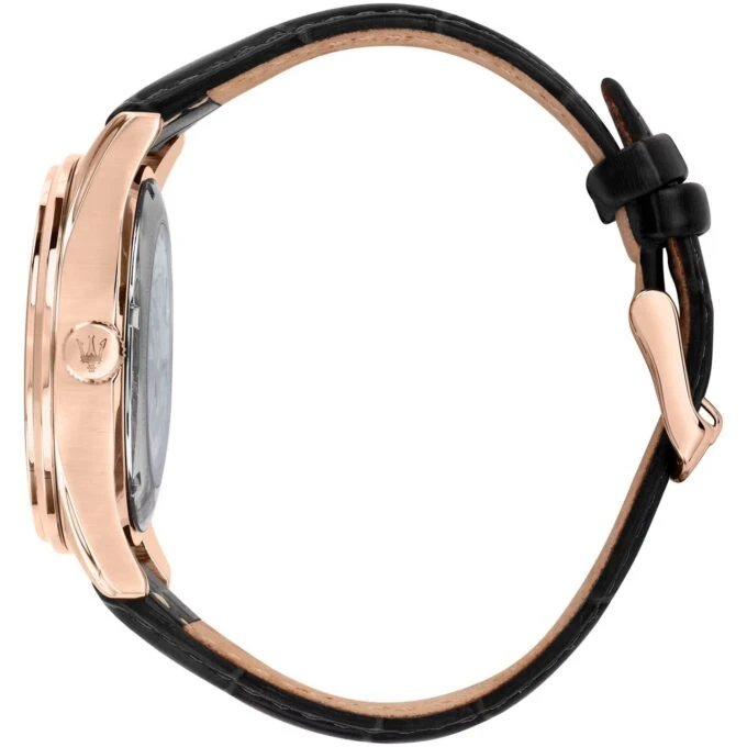 Montre Homme Maserati Sorpasso – R8821124001 – Automatique – Cadran à Cœur Ouvert – Bracelet en Cuir – Couronne à Vis – Fréquence 21 600 – Largeur de la Patte 21 mm