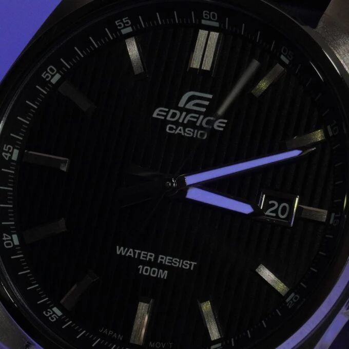 montre classique homme casio edifice efv 150l 1avudf bracelet cuir noir, quartz, Étanche, chronographe boutique aïwatch