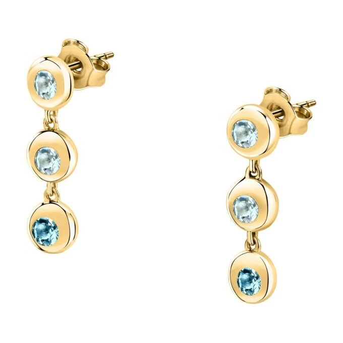 boucles d'oreilles en argent 925‰ recyclé avec topaze bleue collection trésors Éternels saxn18