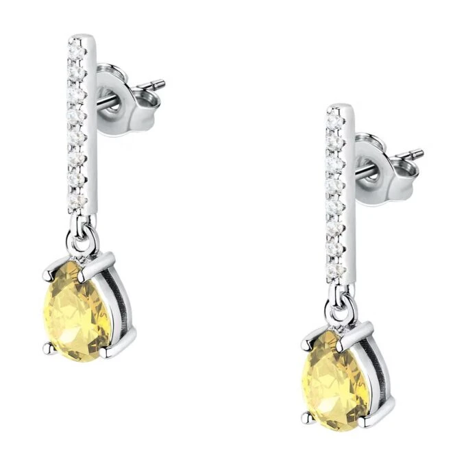 boucles d'oreilles femme morellato trésors saiw196 argent 925 avec pierre jaune fermoir papillon
