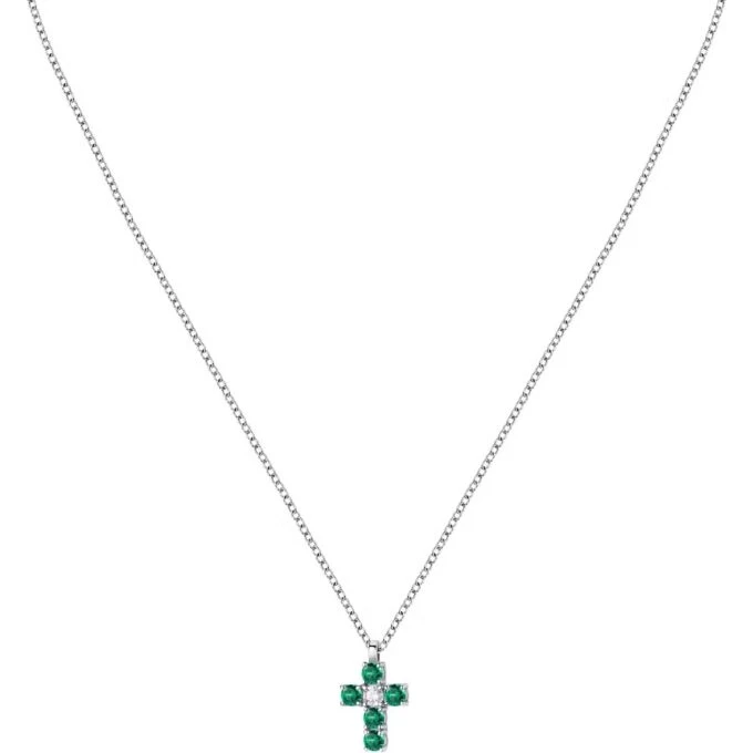 collier femme morellato tesori saiw214 en argent 925‰ avec zircons blancs et verts