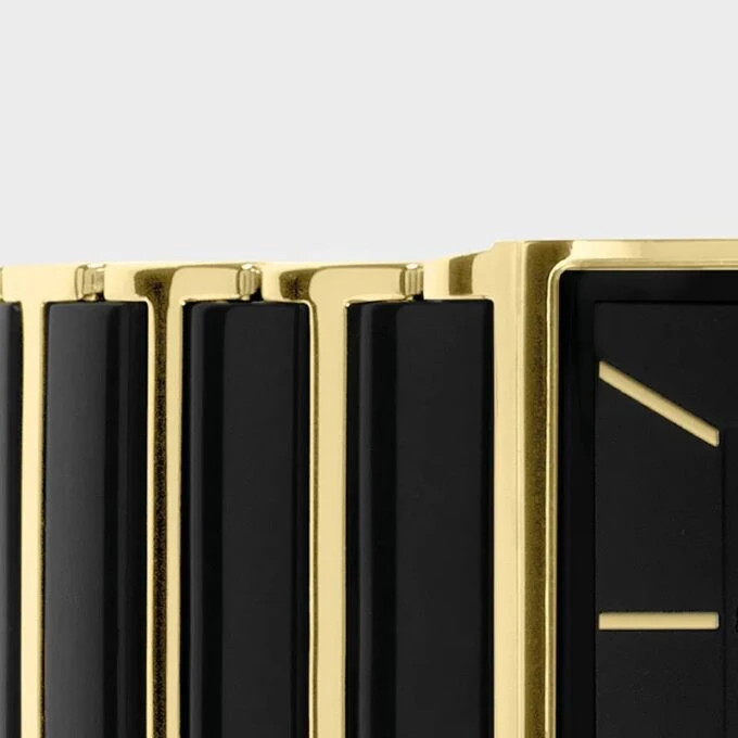 Montre Homme Jacques Lemans Chronographe Quartz, Verre Saphir, Bracelet Céramique et Acier, Boîtier Or et Acier, Cadran Noir, 50m Étanche, Ref 1-1900C