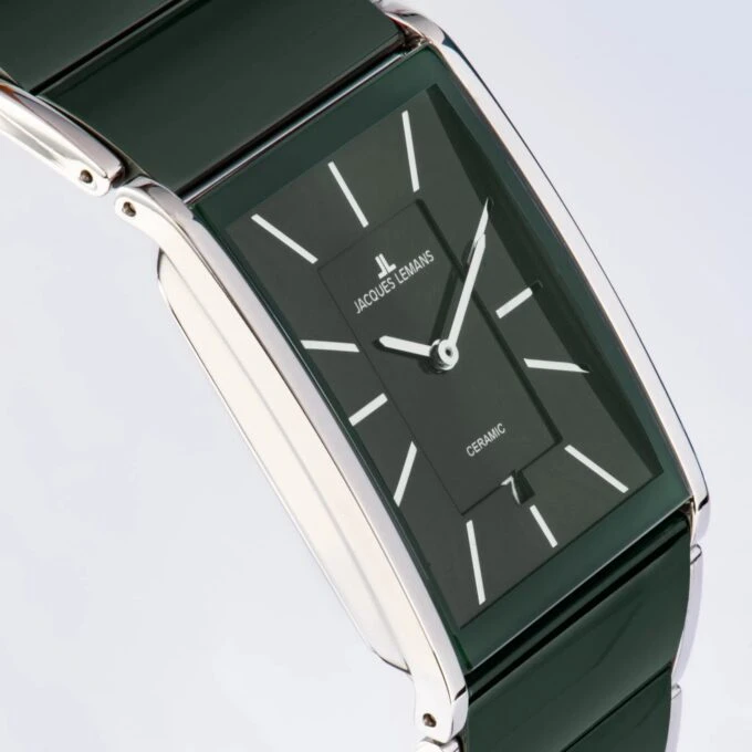 Montre Homme Jacques Lemans – Quartz, Boîtier Rectangulaire Acier Inoxydable Argent, Cadran Bleu Foncé, Bracelet Métal Bicolore, Date, Garantie 2 Ans - 1-1939G