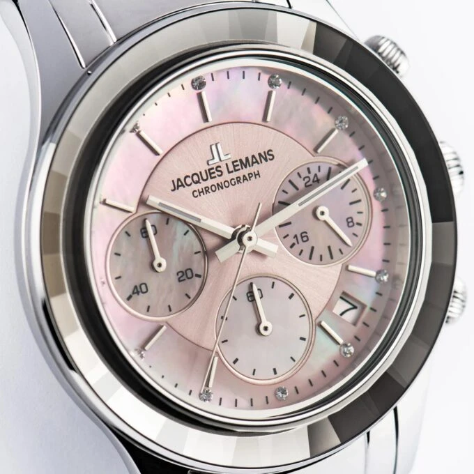 Montre Femme Jacques Lemans - Venise 1-2151L – Acier Inoxydable, Verre Cristal Trempé, 50 Mètres, 38 mm – Argenté/Rose