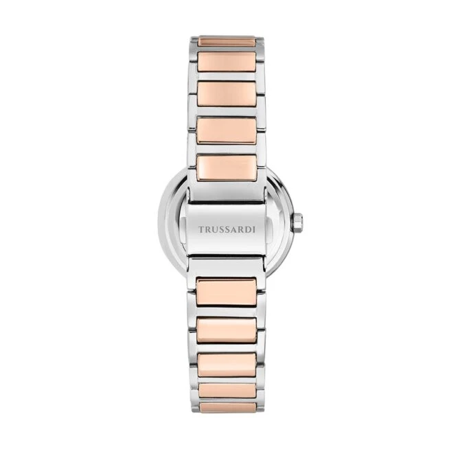 Montre Femme Quartz Ronde 32mm Acier Inoxydable Blanc - Trussardi - Bracelet 18mm Minéral - Référence R2453171505