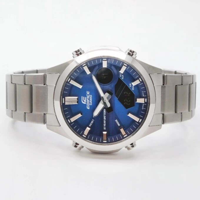 Montre Classique Homme - Casio Edifice - EFV-C120D-2ADF - Acier Inoxydable, Chronographe, Étanche 100m, Bracelet Métal - Bleu Argenté - Référence EFV-C120D-2ADF