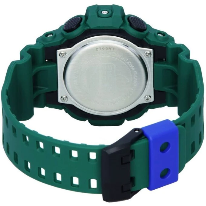 Montre Sport Homme - Casio G-Shock - Analogique et Digitale - Résistante aux Chocs, Étanche 200m, Chronomètre, Rétroéclairage - Résine - Vert - GA-700SC-3ADR
