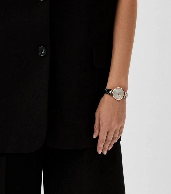 Montre Classique Femme - Trussardi - Quartz, Acier inoxydable, Bracelet métal, Étanche 50 mètres, Ornement zircone cubique - Argent/Or - R2453164505