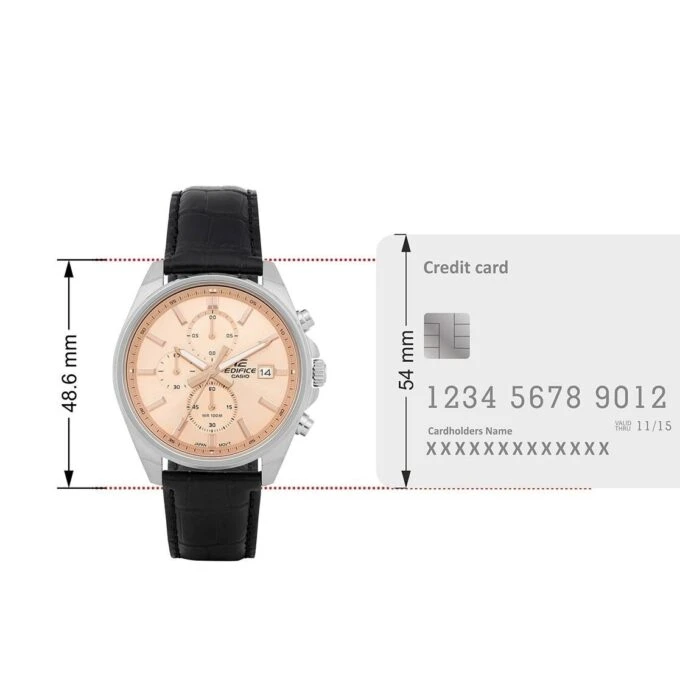 Montre Homme Casio EFV-610EL-5AUDF – Chronographe, Acier inoxydable, Bracelet cuir, Étanche 100m, Date, Verre minéral, 48,6 mm, Marron