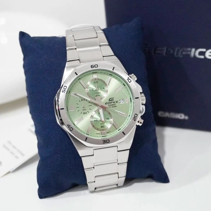 Montre Homme Casio Edifice - Chronographe, Acier Inoxydable, Étanche 100m, Bracelet Acier, Verre Minéral, Bleu, 47mm - EFV-640D-3AVUDF