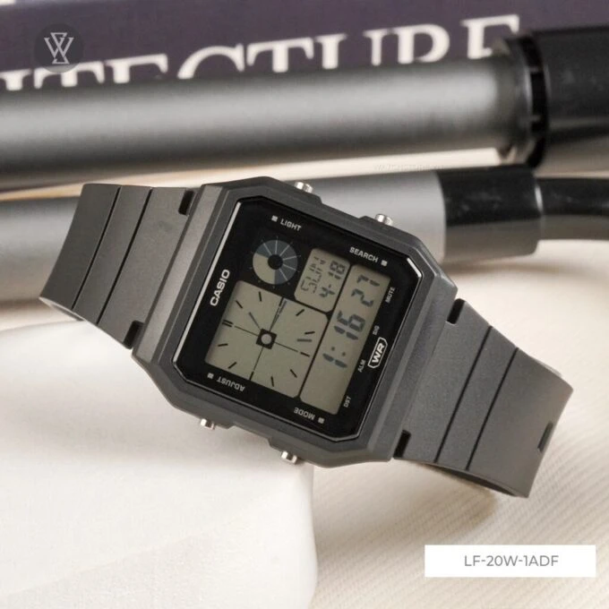 Montre Classique - LF-20W-1ADF - Homme - Design Élégant, Résistante à lEau, Bracelet Silicone - Argenté