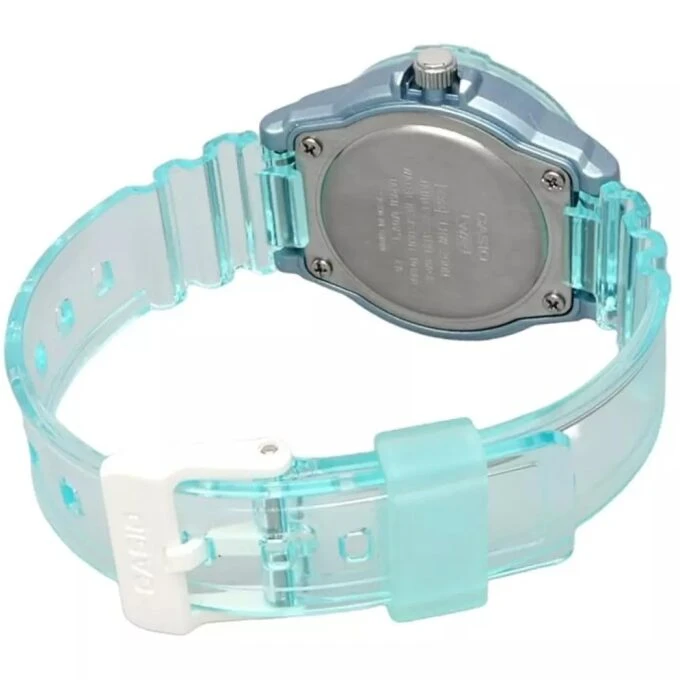 Montre Analogique Classique - Casio - Femme - Étanche 100m, Lunette Rotative, Bracelet Résine, Cadran Bleu Turquoise - Référence LRW-200HS-2EVDF