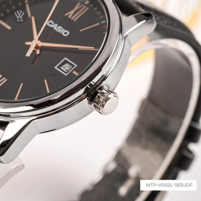 Montre Homme Casio - MTP-V002L-1B3UDF - Bracelet en Cuir Noir - Affichage analogique - Résistant à l'eau