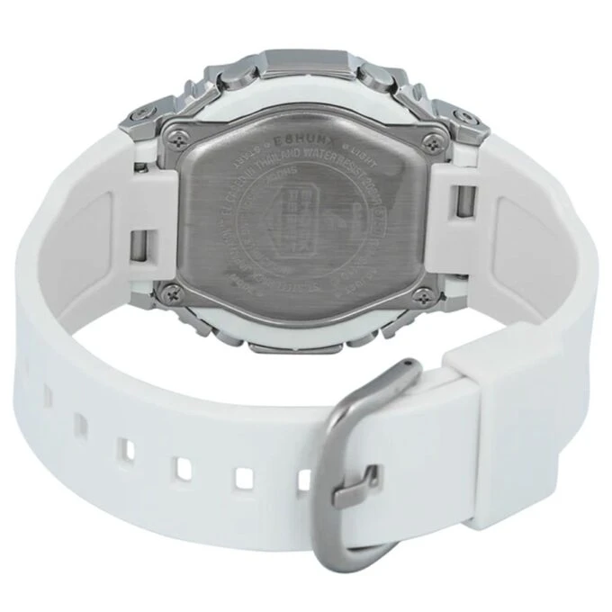 Montre Casio G-Shock Homme GM-S2110-7A6DR - Résine/Acier inoxydable, Résistante aux chocs, Étanche 200m, Double éclairage LED, Bracelet biosourcé - Blanc
