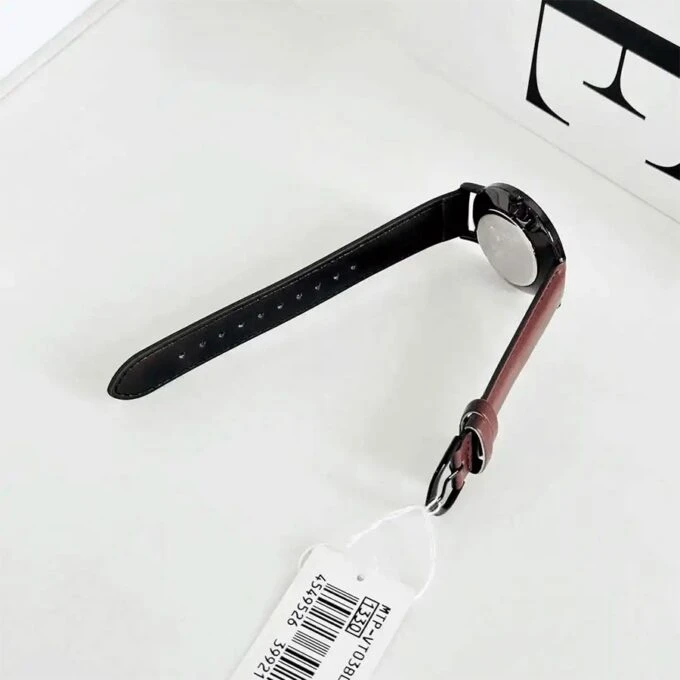 Montre Analogique Casio Pour Homme, Minimaliste, Bracelet en Cuir Marron, Cadran Blanc Concave, 3 Aiguilles - MTP-VT03BL-7BDF