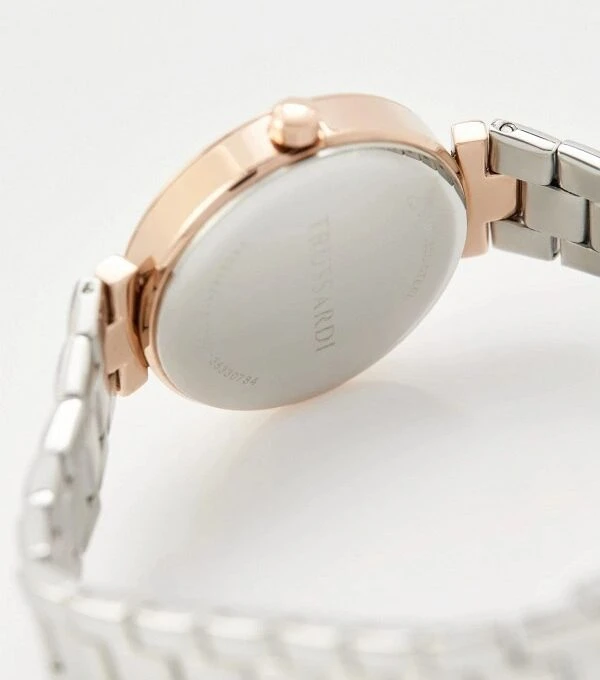 Montre Classique Femme - Trussardi - Quartz, Acier inoxydable, Bracelet métal, Étanche 50 mètres, Ornement zircone cubique - Argent/Or - R2453164505