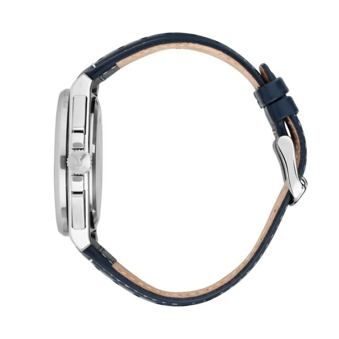 Montre Maserati Homme - Chronomètre - 1/1 seconde, 30 minutes - Calendrier - 43mm Étanche 100m - Cadran Bleu Bracelet Cuir - R8871652001