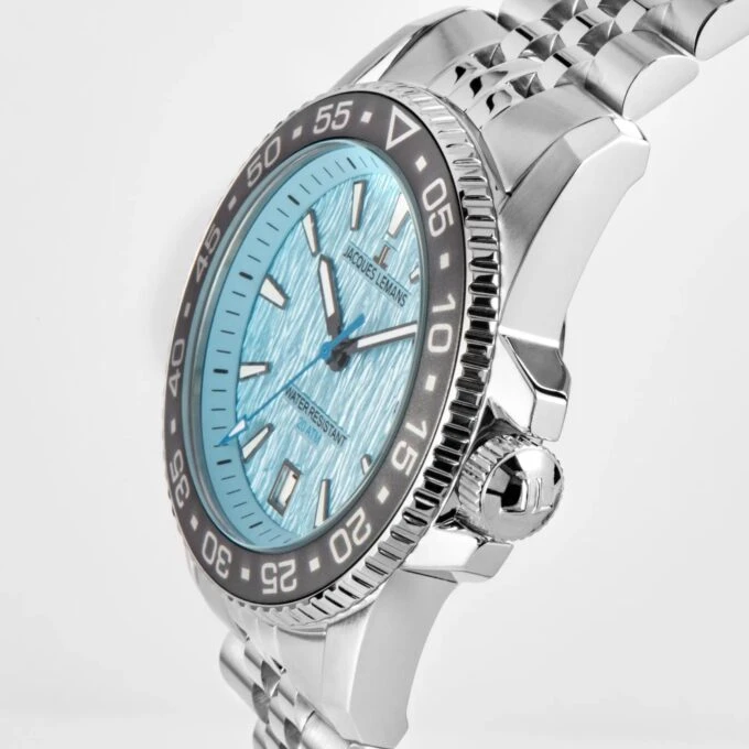 Montre Plongeur Liverpool Homme Quartz 41mm, Acier Inoxydable, Verre Cristal, Étanche 20 ATM, Bracelet Acier, Réf 1-2205M