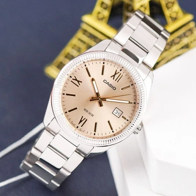 montre classique homme casio mtp 1302dd 9avdf – acier inoxydable, bracelet métal, cadran doré, Étanche – boutique aïwatch