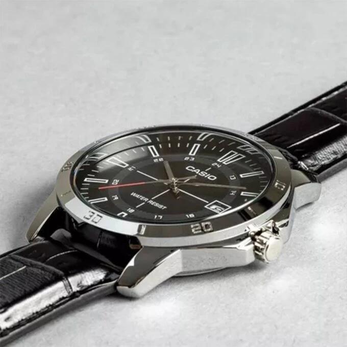 Montre Homme Casio - MTP-V004L-1CUDF - Bracelet en Cuir Noir - Affichage analogique - Résistant à l'eau