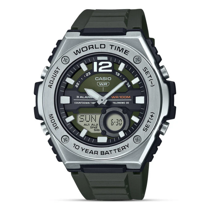 montre casio pour homme résistance à l'eau : 100m acier inoxydable, résine mwq 100 3avdf