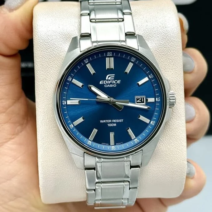 montre classique casio edifice homme design Élégant, résistance à leau, bracelet acier inoxydable, mouvement quartz métal argenté efv 150d 2avudf