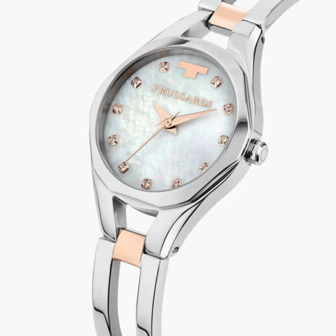 Montre Femme Trussardi Metropolitan - Acier, 30mm, Quartz, Bracelet Or Rose Argent - Étanche 5 ATM - R2453159504