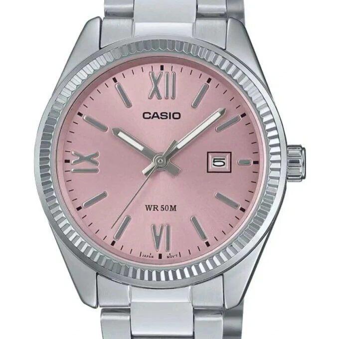 Montre Analogique Casio pour Femme, Acier Inoxydable, Cadran Rose, Quartz - LTP-1302DD-4A1VDF