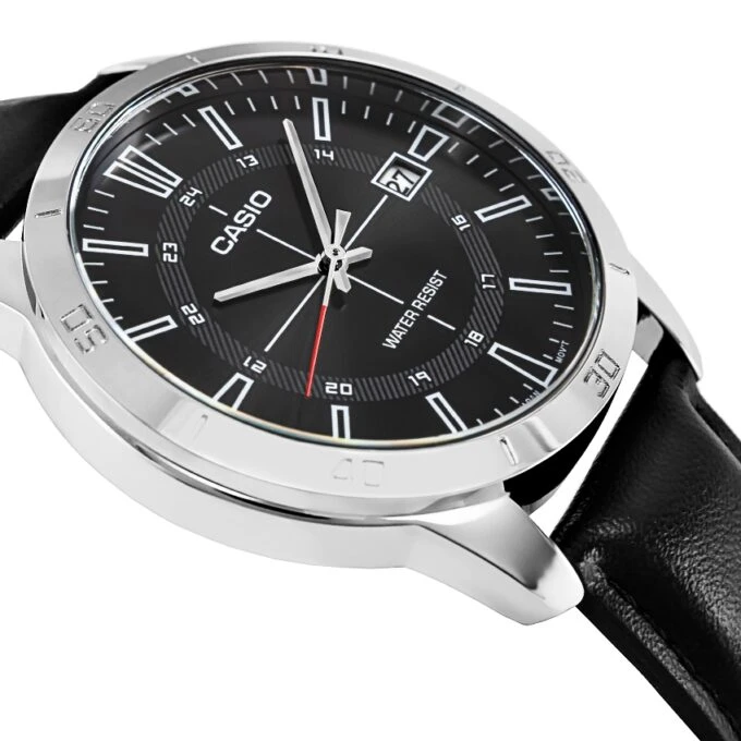 Montre Homme Casio - MTP-V004L-1CUDF - Bracelet en Cuir Noir - Affichage analogique - Résistant à l'eau